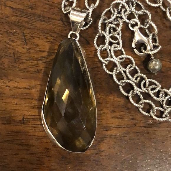 Smokey Quartz Diamond Cut Open Link Sterling Silver Chain - Picture 9 of 10